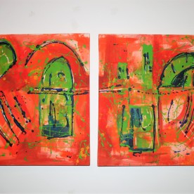 “Orange archs“ Acrylic on canvas 2 x 50 x 50 cm